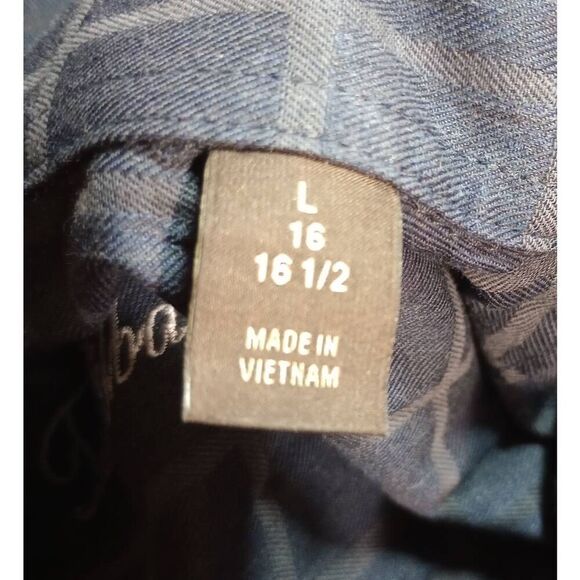 Tasso Elba Shirt Men's‎ Large Blue Windowpane Button Front Long Sleeve - Picture 7 of 9